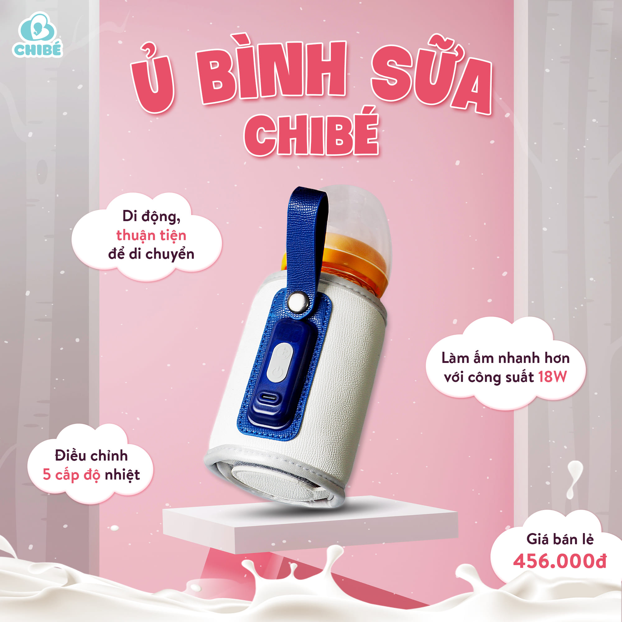 Ủ bình sữa di động CHIBÉ CB016 